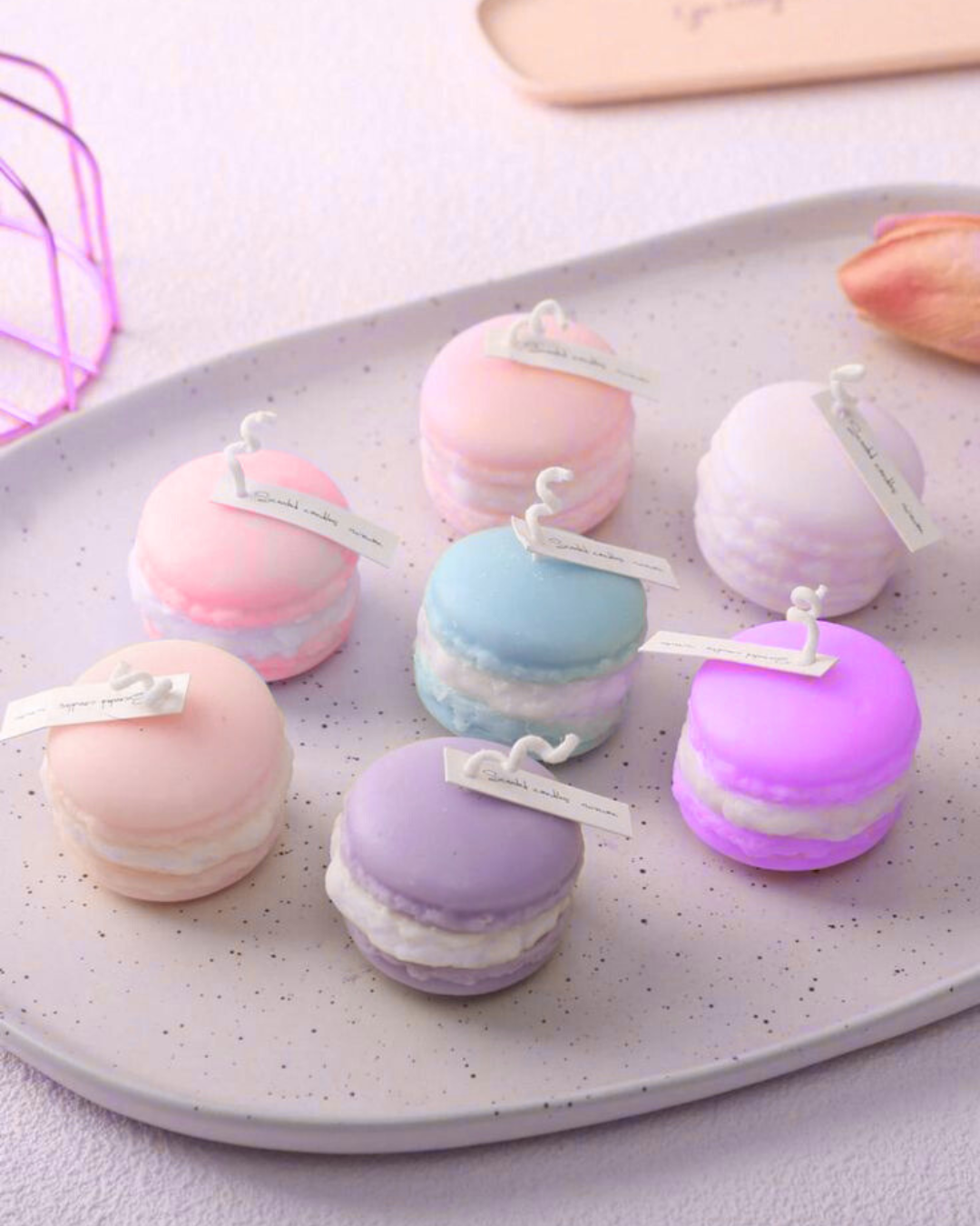 vela em formato de macaron